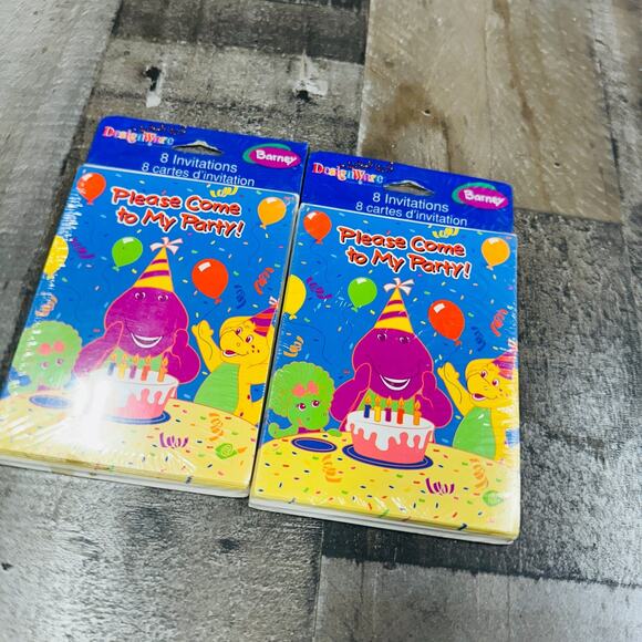 VTG 2001 BARNEY 8-Pack Party Invitations by Designware Lot of 2 (16 Invites) - Picture 5 of 5